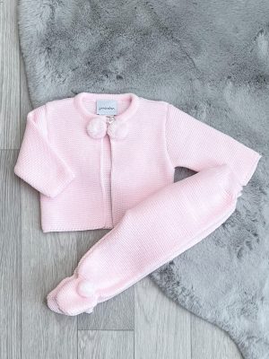 Baby traditional Spanish clothing - Pink Knitted Pom Pom Outfit