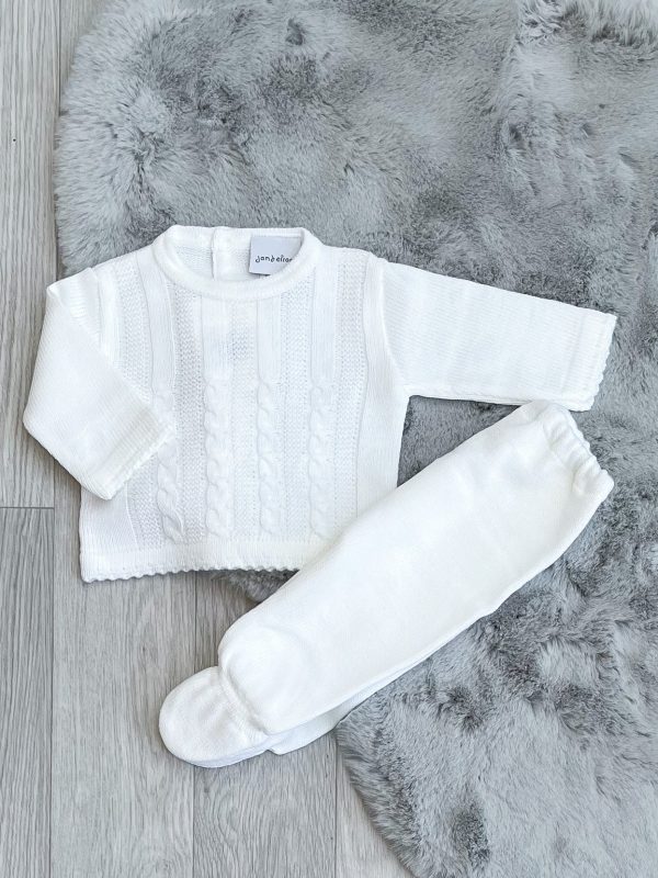 White Cable Knitted Two-Piece
