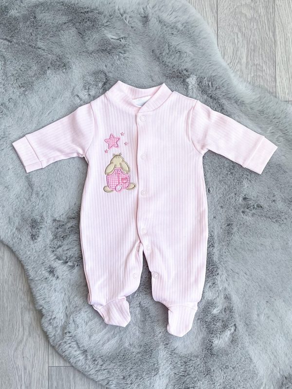 Prem Pink Bunny Ribbed Sleepsuit
