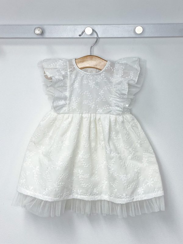 White Embroidered Tulle Dress