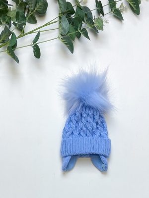 Blue Topsy Pom Pom Hat