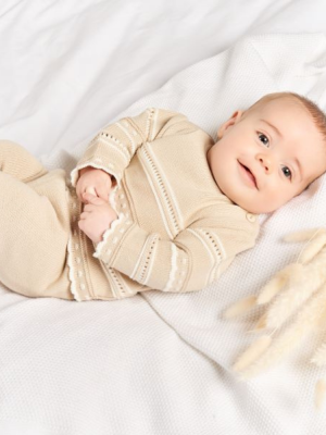 Baby traditional Spanish clothing - Beige Pointelle Knitted Two-Piece