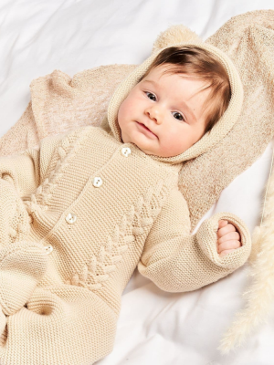 Beige Knitted Pramsuits