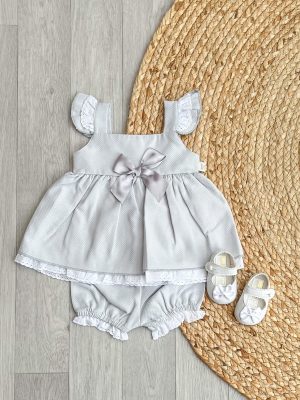Girl's traditional Spanish clothing - Silver Peplum Top & Bloomers