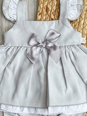 Girl's traditional Spanish clothing - Silver Peplum Top & Bloomers