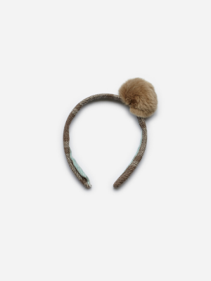 Mint Checked Pom Alice Band
