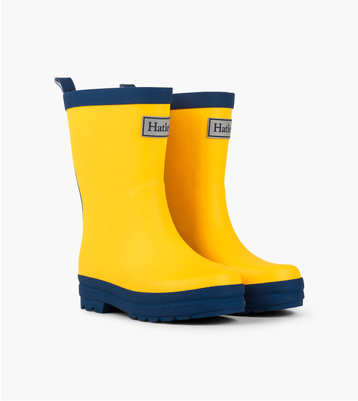 Yellow & Navy Matte Wellies perfect for rainy days & puddle jumping!