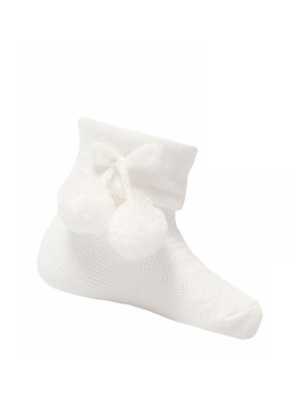 White Pom Ankle Socks
