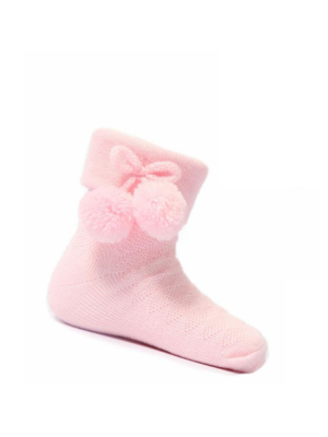Pink Pom Ankle Socks