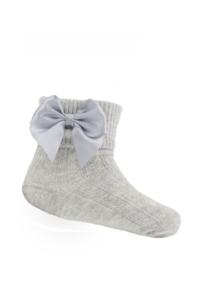 Grey Bow Ankle Socks