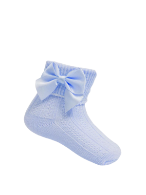Blue Bow Ankle Socks