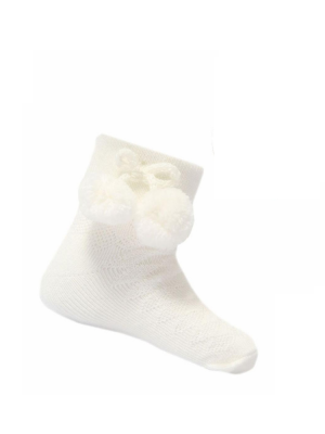 Ivory Pom Ankle Socks