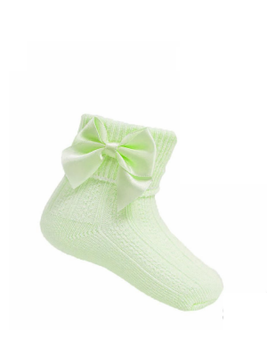 Lime Bow Ankle Socks