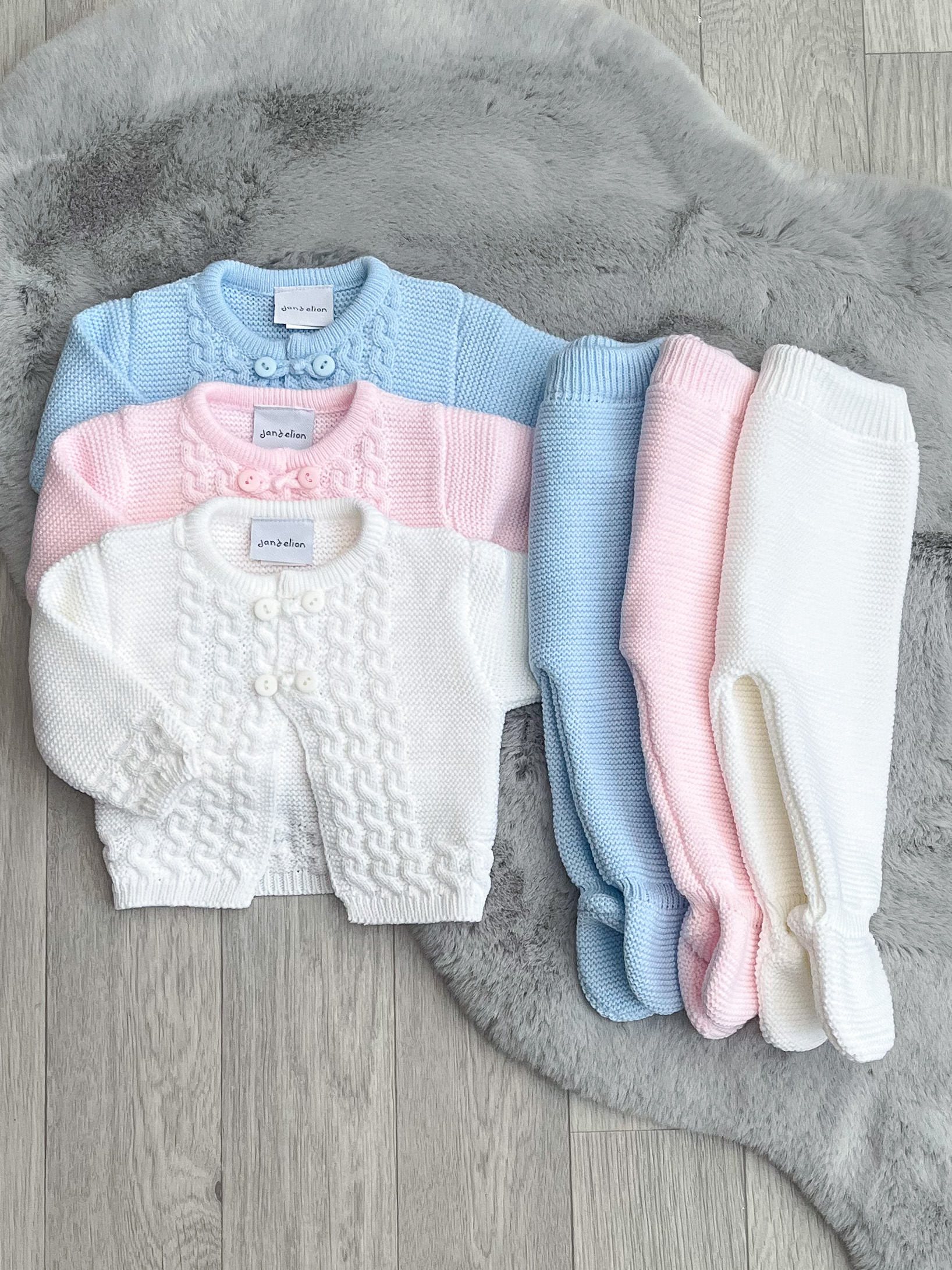 Buy Pink Pink Cable Knitted Baby Romper, Blouse and Tights Set